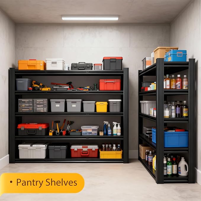 Metal Storage Shelves Unit,5-Tier Adjustable Heavy Duty Garage Shelving,3500LBS Garage Storage Industrial Shelves,Storage Racks,Steel Shelf Suitable for Shop,Warehouse,Basement
