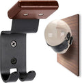 Motorcycle Helmet Holder Wall Mount - Solid Wood & Steel Gear Organizer Rack with 2 Hooks, Heavy Duty Display Hanger for Helmets, Football Gear, Ski Equipment, Hats, Jackets