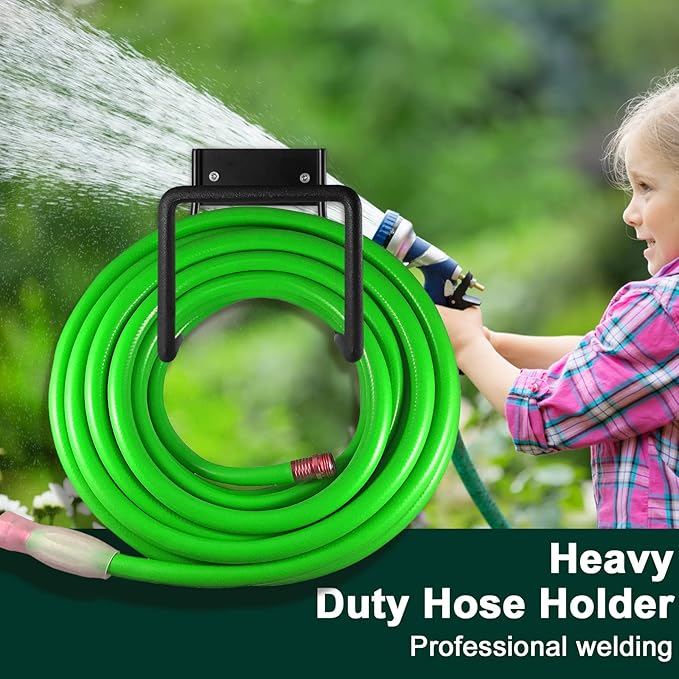 Metal Garden Hose Holder - Wall Mount Heavy Duty Holds Up to 150Ft Hose