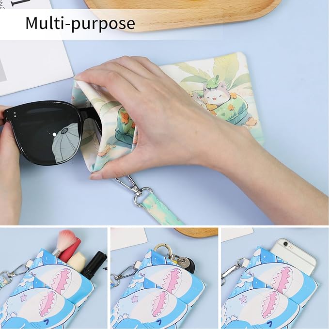 Double Eyeglass Case Soft Dual Glasses Case for Women Men Travel Squeeze Top Sunglasses Cases Eyeglasses Pouch