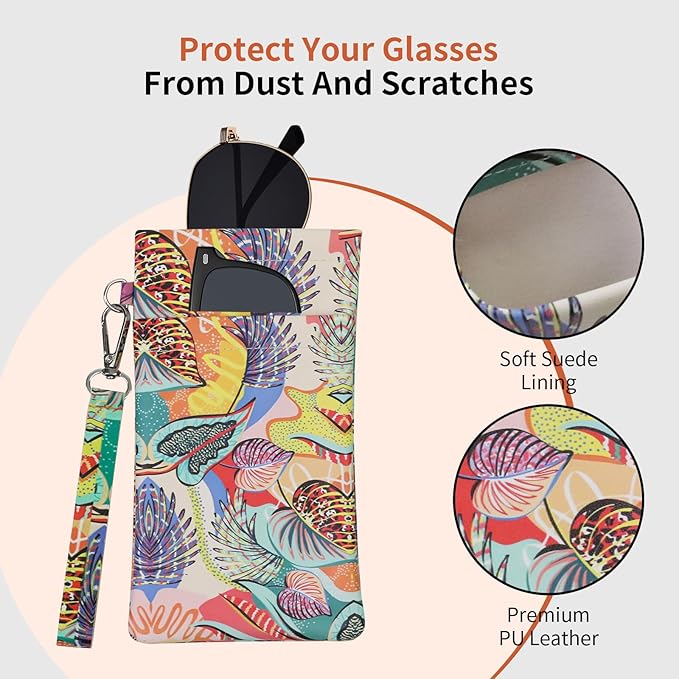 Double Eyeglass Case Soft Dual Glasses Case for Women Men Travel Squeeze Top Sunglasses Cases Eyeglasses Pouch