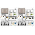 Peg Board Combination Kit, 8 Pegboards with 40 Accessories, Pegboard Wall Organizer for Office, Nursery & Home Storage, Key Holder, 51.2"x25.6" – Nail-Free Installation（White）