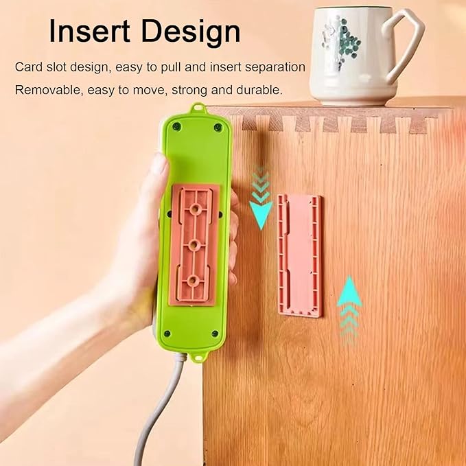 CHNLML 12PCS Power Strip Holder, Adhesive Punch-Free Socket Holder, Self Adhesive Socket Desktop Fixer, Socket Holder Wall Mount and 12 Cable Clips