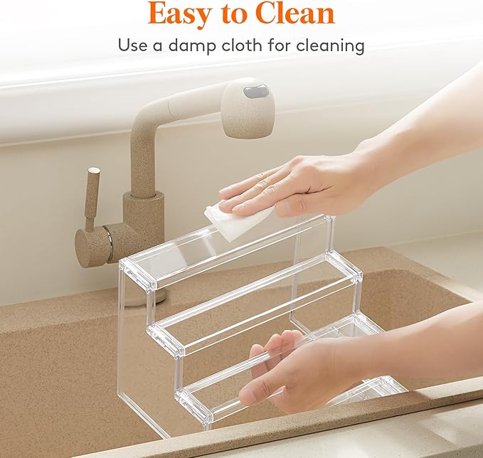 Lifewit 12 Inch Perfume Stand Organizer for Women, 4 Tier Plastic Display Riser, Tool-Free Assembly, Fragrance Makeup Cosmetics Shelf for Vanity Bedroom Bathroom Storage Organization, Clear, 3 Pcs