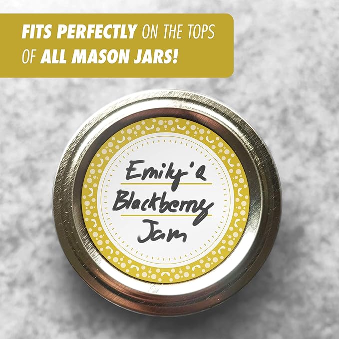 Canning Labels Dissolvable Stickers for Mason Jars and More (2" Round 200/roll) Canning Supplies Washes Off in Seconds Like Magic - Jar Labels Homemade Jam, Jelly, and More (Gold)