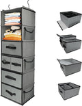 6-Tier Hanging Shelves with 5 Drawers & 3 Side Pocket,Durable Fabric Hanging Closet Organizer Holder with Sturdy Hook,Space-saving Storage Organization for Bedroom,Dorm,Guestroom,RV,Bathroom