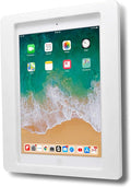 TABcare Anti-Theft Acrylic VESA Enclosure for Apple iPad 12.9" 2015 2017 with Free Wall Mount Kit & 90-Degree Angle Charge Cable (iPad Pro 12.9" 1/2, White)