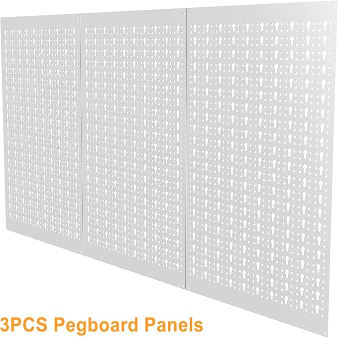 TORACK 3 PCS Metal Pegboard Panels(16x24 inch) for Wall Garage Tools Storage Pegboard for Workbench, Modular Peg Board Tool Organizer Board Kit(Pack of 3, Grey)