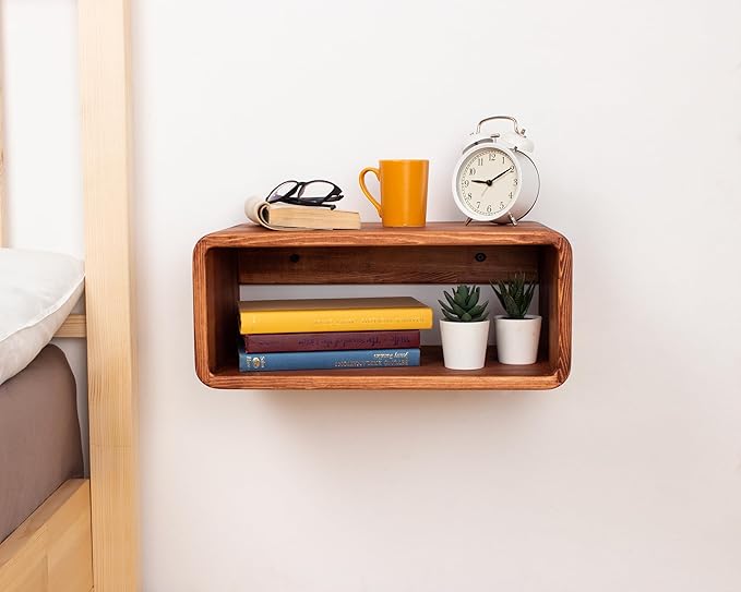 Floating Nightstand Wooden, Bedside Table, Nightstand Shelf, Handmade, Wall Mounted Bedside Shelf, Minimalist and Unique Style (Paris)