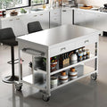 Stainless Steel Kitchen Island with Storage, Rolling Kitchen Island Cart on Wheels with 2 Drawers, Industrial Kitchen Cart, Commercial Portable Island for Kitchen, Bar, Outdoor Patio, 25 x 50 x 37 in