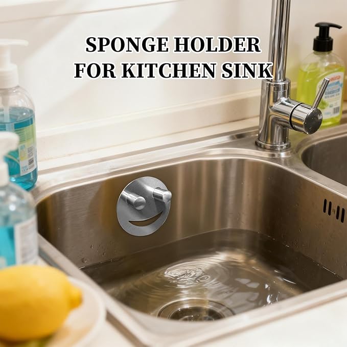 Sponge Holder For Kitchen Sink, Strong Suction Cup Mount, 7.6x2cm, Stainless Steel Organizer Rack, Suction Cup Dish Sponge Holder, Rust-Resistant Sink Caddy, For Cleaning Cloths Scrubber Pads Home