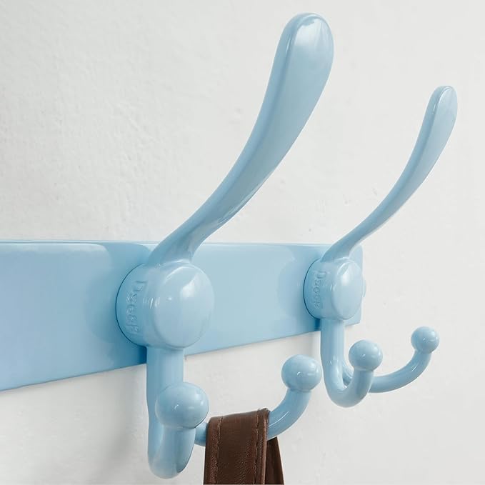 Dseap Coat Rack Wall Mount 2.0 Pro: Heavy Duty 300% Thicker, 16" Stud Mount, Stainless Steel Wall Coat Hooks Hanger for Clothes Jackets Hats Entryway Closet, MaxStrong Series, Blue, Pack of 2