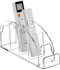 DINGHUO Acrylic 5 Compartments Remote Control Holder, Multi-functional Bedside Couch Living Home TV Remote Holder, Clear Desk Caddy Makeup Pen Organizer for Office Supplies Glasses Media Player