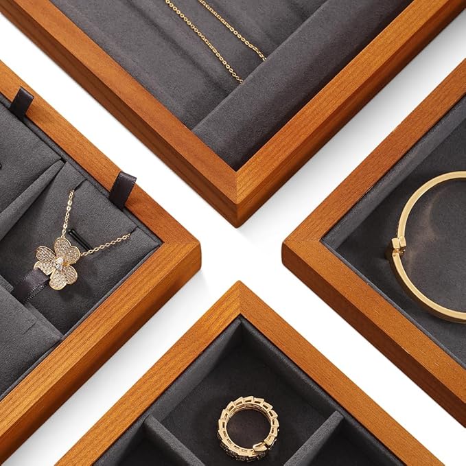 Jewelry Tray, Wood Serving Tray,Luxury Flat Jewelry Display,White Jewelry Organizer Tray For Dresser,Ring,Bracelet,Watch,Necklace