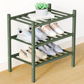 Smiry Bamboo Shoe Rack for Closet, 3 Tier Small Wooden Stackable Shoe Organizer, Free Standing Shoes Storage Shelf for Entryway, Front Door Entrance, Green