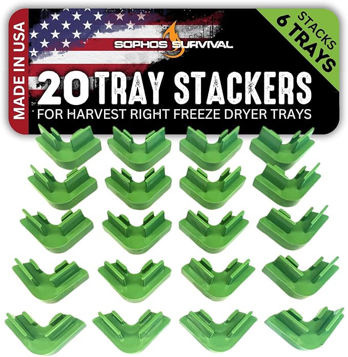 20 Pc Original Tray Stackers for Harvest Right Freeze Dryer Trays – Stacks 6 Trays – Green – Freeze Dryer Machine Accessories – Freeze Dried Food Storage – Made in USA