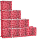 C&AHOME Cube Storage Organizer with Doors, 10-Cube Shelves, DIY Plastic Modular Bookshelf, Closet Clothes Storage Shelving Ideal for Bedroom, Living Room, Clover Embossed, Red