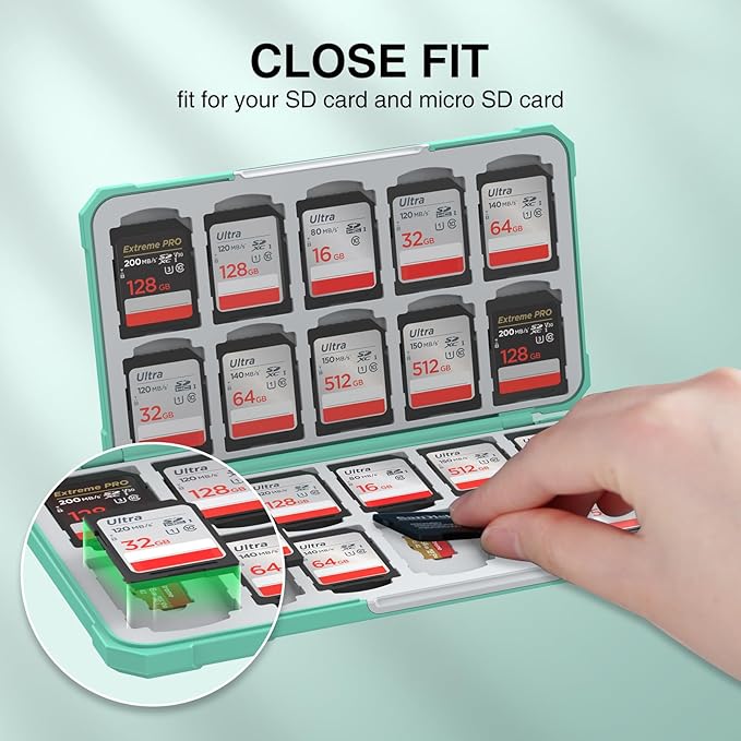 HEIYING Memory Card Case for SD/TF Cards,Portable SD Card Holder Storage Case Compatible with 20 SDXC SDHC and 20 TF Cards Slots