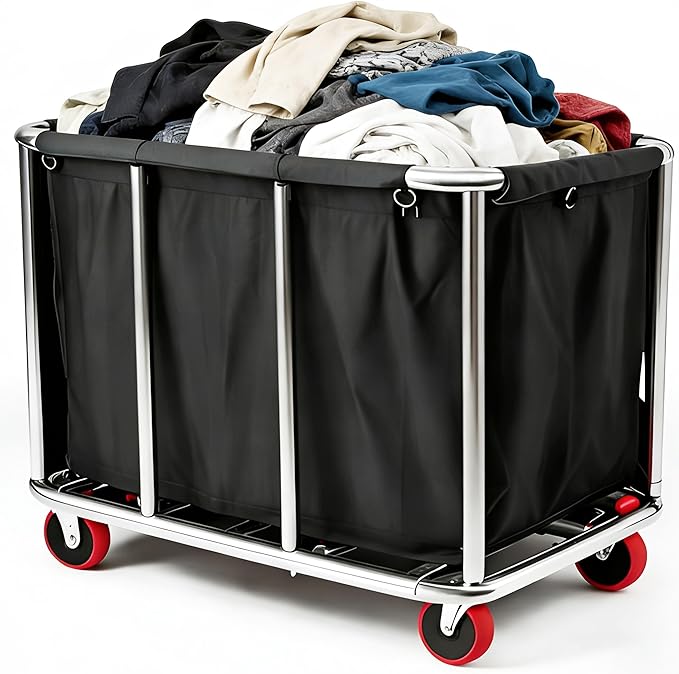 Commercial Laundry Cart with Wheels Industrial 12 Bushel Hamper Sorters Large Waterproof Laundry Basket Heavy Duty for Home Organizer and Storage