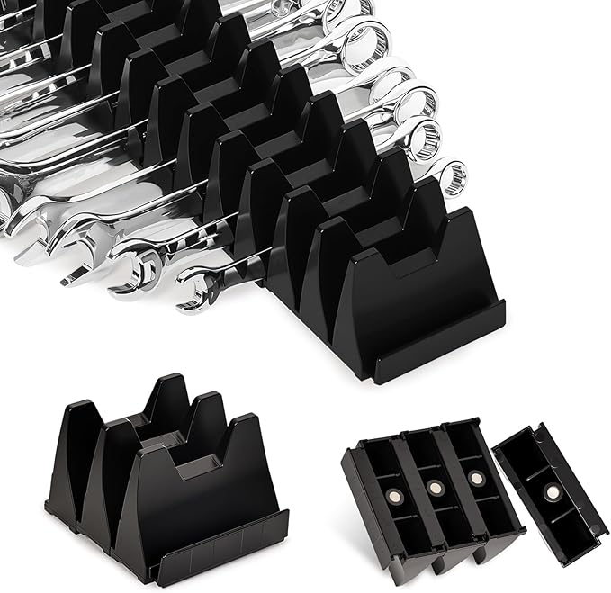 60PCS Magnetic Modular Wrench Organizer Wrench Holder - Wrenchs Tool Organizers for Tool Drawer Storage, Wrenchs Rack with Metric SAE Labels, Tool Storage Set Holder Festival for Mechanics