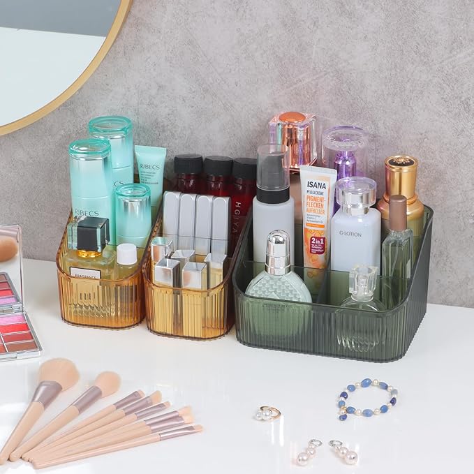 Grean Makeup Brush Holder Organizer for Vanity, Bathroom Countertop Organizer 6 Cups, Toiletry Organizer, Storage & Display for Skincare, Perfume, Hairbrush, Sunglasses & Desk Accessories