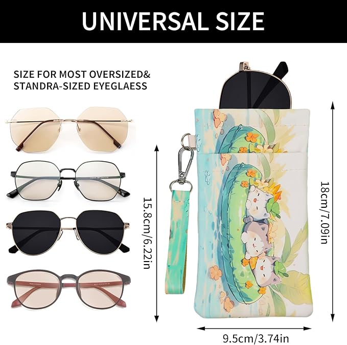Double Eyeglass Case Soft Dual Glasses Case for Women Men Travel Squeeze Top Sunglasses Cases Eyeglasses Pouch