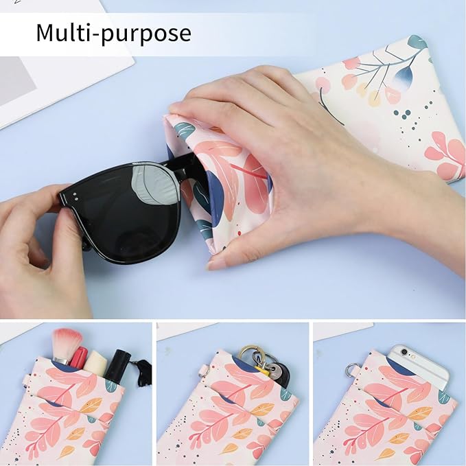 Double Eyeglass Case Soft Dual Glasses Case for Women Men Travel Squeeze Top Sunglasses Cases Eyeglasses Pouch