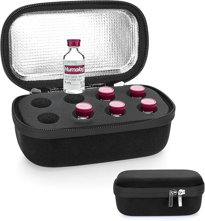 YOUSHARES Insulin Fridge Holder Storage Case Organizer, Insulin Vial Organizer Bag Fits Standard 10ml U-100 Vials, Built-in Aluminium Foil | Safe and Reliable Bottle Protector