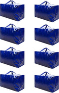 VENO 8 Pack Moving Bags and Large Christmas Decoration Storage Bins with lids. Alternative to Moving Boxes, Packing Supplies for College. Heavy Duty Totes (Blue, 8 Pack)