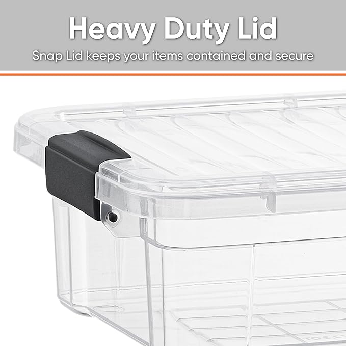 Superio Storage Bins with Lids- 8 Pack, 6.6 Qt Clear Boxes for Organizing, Stackable Plastic Containers- BPA Free, Non-Toxic, Odor Free, Organizer for Home, Office, Dorm