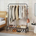 Giantex Clothes Rack for Hanging, 50" Wide Freestanding Garment Rack with Hanging Rod, 8 Hooks & Storage Shelf, Heavy-duty Metal Clothing Racks Wardrobe Organizer for Bedroom, Entryway, Laundry