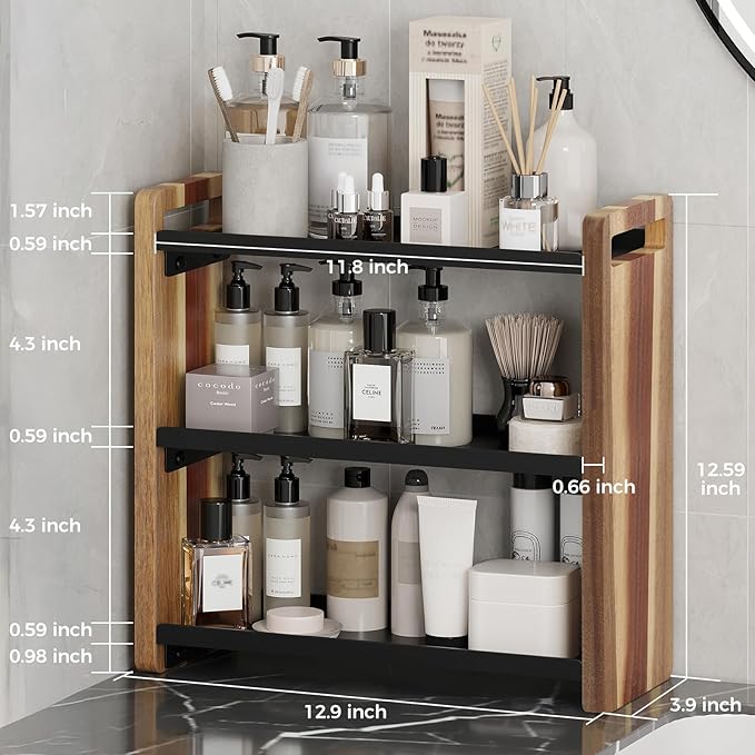 Bathroom Counter Organizer,Bathroom Counter Shelf,Bathrooms Organizers,Under Sink Organizer,Cologne Organizer For Men,Cologne Stand,Spice Rack,Cabinet Organizers(Brown 3 Tier)