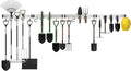 69'' Aluminum Alloy Garden Tool Organizer Wall Mount Garage Organizers and Storage with Hooks Tool Hangers for Shed Hooks for Shovel, Rake, Broom & More