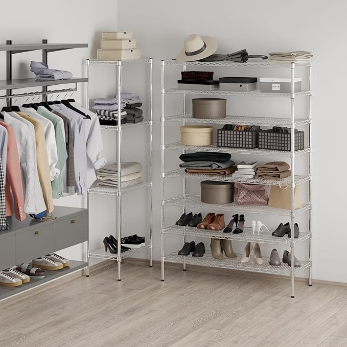 18" Deep x 48" Wide x 74" Height Wire Shelving Kit | 8-Tier | NSF Commercial Storage Rack Unit