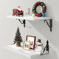 16 Inch Deep Floating Shelves for Wall, 8 Inch Deep Floating Shelf with Bracket, White Wall Shelves 16 Inches Long, Wide Display & Storage Shelves for Living Room, Bathroom, Bedroom, White, Set of 2
