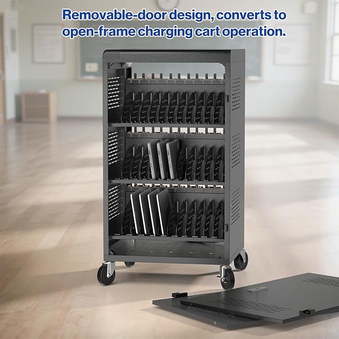 36 Bay Intelli-Sense Charging Cart for Chromebook, Tablets and Laptop, Classroom Locking Charging Station with Keypad Lock and Charger Storage for School, Classroom, Library, Office and More