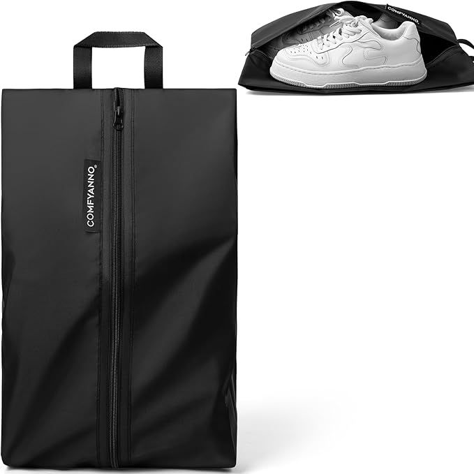 Comfyanno Travel Shoe Bag, Shoe Storage Bag for Packing in Suitcase, Resist Odor & Dust, Portable Sneaker Bag with Zipper, Travel Essentials, 17.7x9.8 in - Black