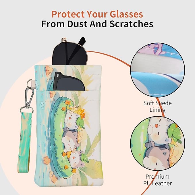 Double Eyeglass Case Soft Dual Glasses Case for Women Men Travel Squeeze Top Sunglasses Cases Eyeglasses Pouch
