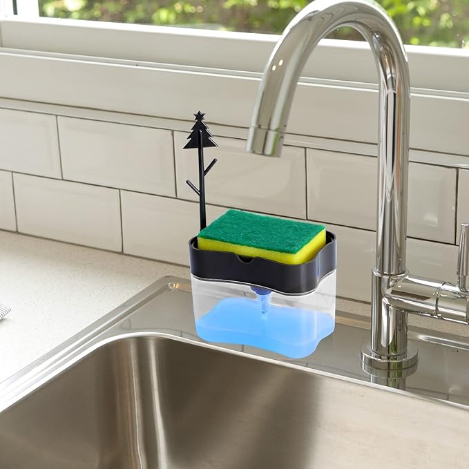 Premium Quality Dish Soap Dispenser - Countertop Kitchen Soap Dispenser, Sink Dish Washing Soap Dispenser 13 Ounces (Sponge Included)