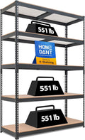 HOMEDANT 5 Tier Storage Shelves Adjustable Laminated Boltless Garage Metal Shelving Unit Heavy Duty Utility Rack Shelf Warehouse Pantry Closet Kitchen (1, (L) 48.1" W, Black)