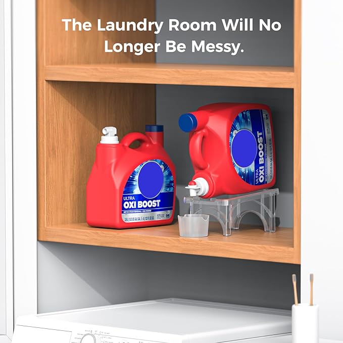 Liquid Laundry Holder, Stand for Laundry Room Organization and Storage, laundry detergent dispenser (Clear) (1Pack)