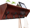 WEBI Wall Shelf with Hooks Underneath,24” Long Wall Mounted Coat Rack with Shelf,Entryway Coat Rack with 4 Triple Hooks for Hanging Coats,Jacket,Hallway,Bedroom,Mudroom,Cherry