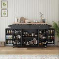 59’’ Rolling Kitchen Island Cart with Drop Leaf and Power Outlet, Movable Kitchen Islands with 3-Tier Door Storage Shelf, Island Table on Wheels, 2 Large Drawers, Towel Racks, Black