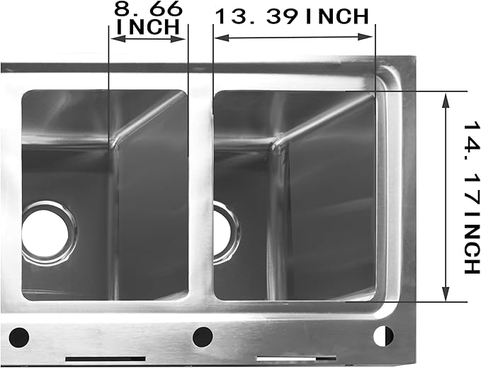 Qian Kun Free Standing 304 Stainless Steel Utility Sink with Pull Down Sprayer & Drain Pipe | NSF Certified Outdoor/Commercial Kitchen Sink (47.2 Doble Bowl Right)