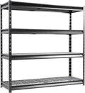 The Atlas 72" W Heavy Duty Garage Shelving Load 8000 Lbs, 4 Tier Metal Storage Shelves, Adjustable Industrial Steel Rack for Warehouse Basement Shop, 72" W x 24" D x 72" H, Black
