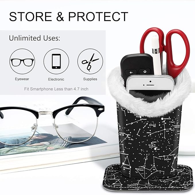 Fintie Plush Lined Eyeglasses Holder, Glasses Stand Case, Anti-scratch Glasses Storage Organizer for Desk, Nightstand, Office