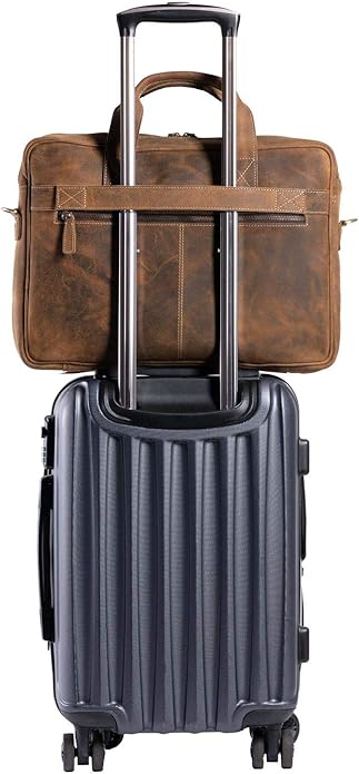 KomalC 16 Inch Leather briefcases Laptop Messenger Bags for Men and Women Best Office Satchel Bag
