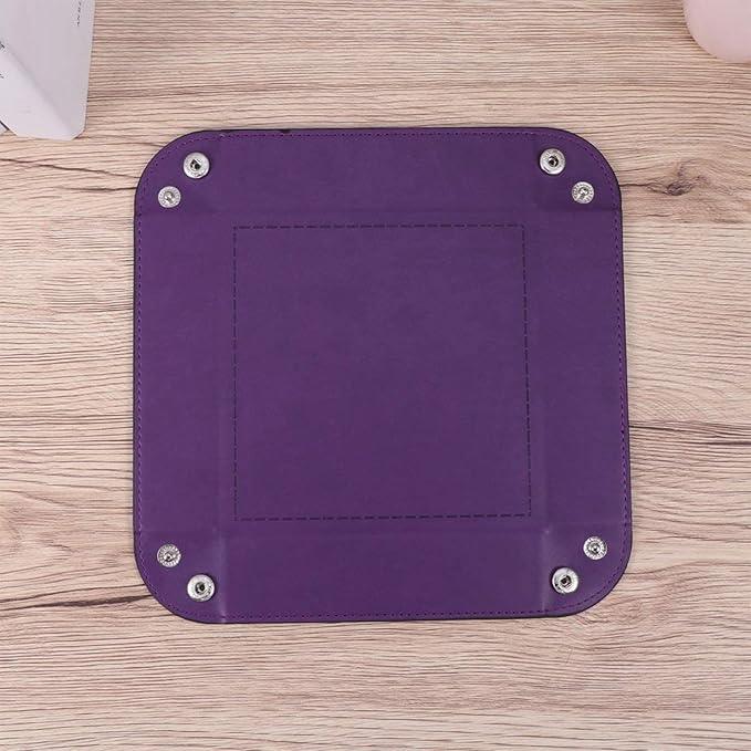 siduater Valet Tray Desktop Storage Organizer – Vegan Leather Catchall Tray Bedside Vanity Tray Nightstand Caddy Holder for Remote Controller, Watch, Keys, Phone, Wallet, Coin, Jewelry, Purple