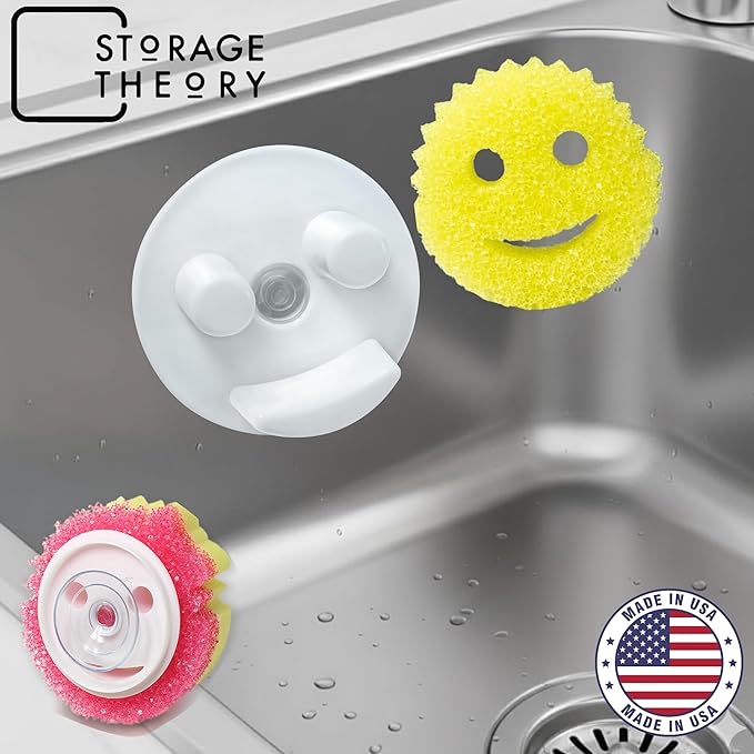 Scrub Daddy Sponge Holder - Stop Soggy Sponges with Suction Cup Caddy - Compatible Scrub Mommy Holder & Kitchen Sink Organizer by BeraTek - White, 1-Pack