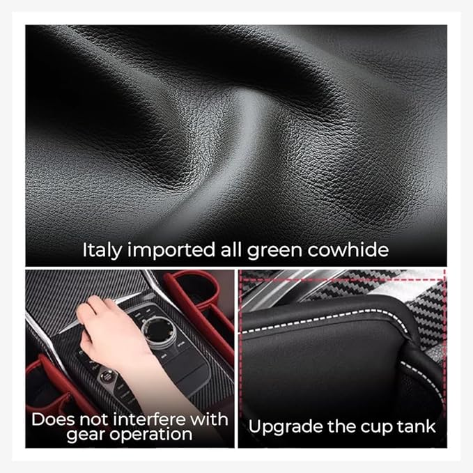 Car Leather Cup Holder Gap Bag,2025 Upgrade Car Storage Box with Cup Holder,Seat Storage Box Gap Filler Organizer for Glasses Phone Keys and Cards (Beige, Passenger Seat)
